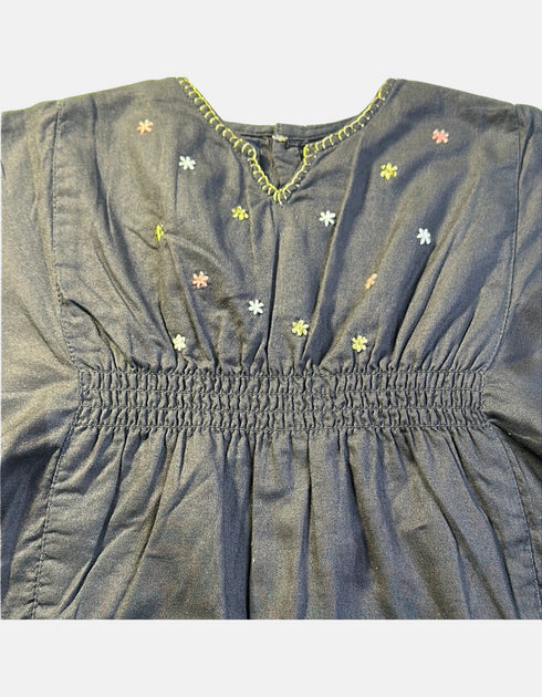 Embroidered Baby Kaftan Top with Smocked Waist